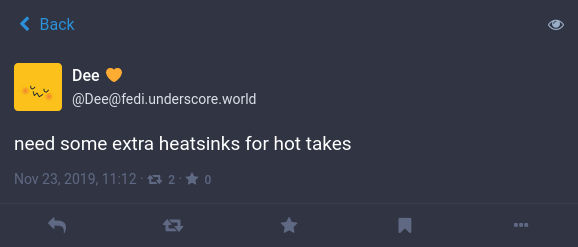 An expanded view can be loaded by clicking a status in the timeline.